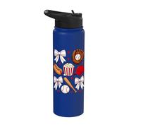 Baseball Coquette Bow Mom Mama Girls Women Stainless Steel Insulated Water Bottle