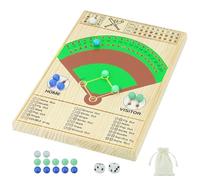 Baseball Dice Board Game Thick Solid Wood Dice and Marble Board Game Fun Color Pattern Double Battle Table Game for Family Party Holiday Gatherings (Log)