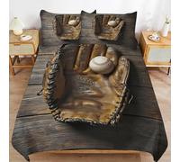 Baseball Housse de Couette 200x200 Parures de Lit 2 Personnes Imprimé 3D Microfibre Douce Style Sportif Housses Couette avec 2 Taies d'oreiller et Fermeture Éclair k.3701