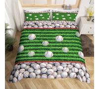 Baseball Housse de Couette 220x240 Parures de Lit 2 Personnes Imprimé 3D Microfibre Douce Style Sportif Housses Couette avec 2 Taies d'oreiller et Fermeture Éclair k.3807