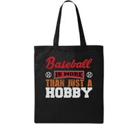 Baseball is More Than Just A Hobby 2 Sac fourre-tout en coton écologique naturel Noir, Noir , Taille unique