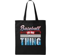 Baseball is So My Thing Sac fourre-tout en coton écologique avec logo craquelé Noir, Noir , Taille unique