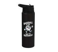 Baseball Is the Way to Happiness Swing, Smile, Repeat Stainless Steel Insulated Water Bottle