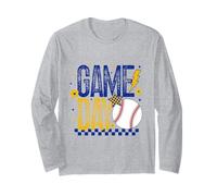 Baseball Mom Coach Girls Baseball Player Retro Bleu & Jaune Manche Longue