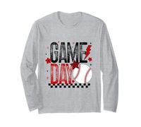 Baseball Mom Coach Girls Baseball Player Retro Noir et Rouge Manche Longue