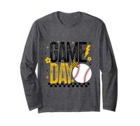 Baseball Mom Coach Girls Baseball Player Retro Noir & Or Manche Longue