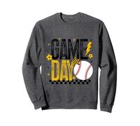 Baseball Mom Coach Girls Baseball Player Retro Noir & Or Sweatshirt