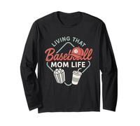 Baseball Mom Dugout Life Day Game Day Support Team Spirit Manche Longue