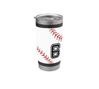 Baseball Player #6 Back No 6 Baseball Pit Boy Girl Gobelet isotherme en acier inoxydable double paroi