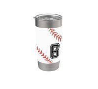 Baseball Player #6 Back No 6 Baseball Pit Boy Girl Gobelet isotherme en acier inoxydable double paroi