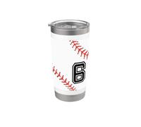 Baseball Player #6 Back No 6 Baseball Pit Boy Girl Gobelet isotherme en acier inoxydable double paroi
