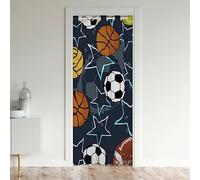 Baseball Rideaux Interieur Salon Chambre Football Basketball Rideau de Porte 150x203cm pour Chambre Salon Rideaux Exterieur d'entrée Sports Jeux Rideau Occultant pour Enfants Ball Jeux Sports