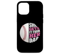 Baseball Saying She Gets It from Her Dad Funny Baseball Dad Coque pour iPhone 12/12 Pro