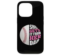 Baseball Saying She Gets It from Her Dad Funny Baseball Dad Coque pour iPhone 13 Pro