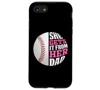 Baseball Saying She Gets It from Her Dad Funny Baseball Dad Coque pour iPhone SE (2020) / 7/8