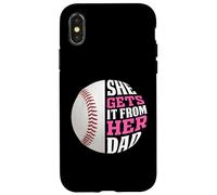 Baseball Saying She Gets It from Her Dad Funny Baseball Dad Coque pour iPhone X/XS