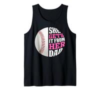 Baseball Saying She Gets It from Her Dad Funny Baseball Dad Débardeur