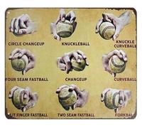Baseball Skill Metal Sign Pitching Grip Chart Sporty Decor For Boys Room Baseball Locker Room Garage Wall Plaque Gift 8 X 12 inch