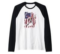 Baseball softball enfants drapeau américain baseball Manche Raglan
