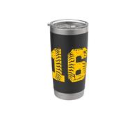 Baseball Softball Jaune Numéro #16 Gobelet isotherme en acier inoxydable double paroi