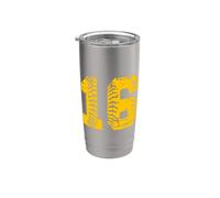 Baseball Softball Jaune Numéro #16 Gobelet isotherme en acier inoxydable double paroi
