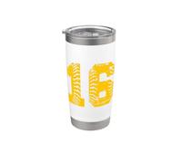 Baseball Softball Jaune Numéro #16 Gobelet isotherme en acier inoxydable double paroi