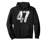 Baseball Softball Mom #47 Numéro 47 Lacets Effet Vieilli Blanc Sweat à Capuche