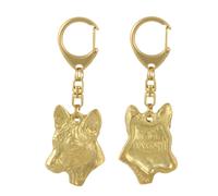 Basenji, Kongo-Terrier - Porte-Clés Doré Avec Chien Dans Boîte Cadeau