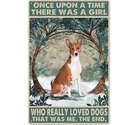 Basenji Dog Plaque en métal avec inscription « Once Upon A Time There was A Girl Who Really Loved Dogs .That was Me The End » - Décoration murale pour garage, bar, club, cuisine - 20,3 x 30,5 cm