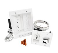 BASEPORT Kit de gestion de câbles mural - Kit de cache de câble TV pour montage mural TV, kit TV mural avec passe-câble mural, cache-câble complet pour TV murale