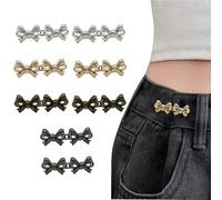 BASEPOW Lot de 8 boutons de taille réglables pour pantalons amples, clips métalliques sans couture pour jeans, pantalons, vêtements, pinces réutilisables (nœud)