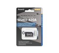 BASEQI UHS-II Adaptateur microSD en aluminium pour MacBook Pro 2021 M1 14" et 16" (argenté + bouchon anti-poussière HDMI)