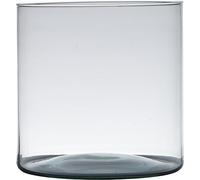 Bases à domicile transparent Vase cylindrique en verre recyclé 19 x 19 cm - Vase fleurs/branches/bouquets pour usage intérieur