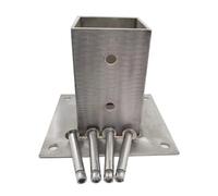Bases carrées pour poteaux, Support de base de poteau carré en acier inoxydable for poteaux en bois, tailles multiples(105x105 mm/4.1x4.1 in)