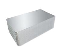 Bases en carton métallisé argent 170 x 235 mm. pour aliments tranchés (25 unités). Plateaux pour emballage sous vide d'aliments.
