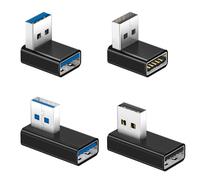 Basesailor Adaptateur USB A Mâle vers Femelle 90 Degrés 4 Pcs,Connecteurs USB 3.0 Angle Haut Bas & Gauche Droit,Rallonge Type A 5Gbps pour CarPlay,Imprimante,PS5 PS4,Laptop,Disque,Power Bank,Chargeurs