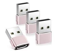 BASESAILOR Adaptateur USB vers USB C 4Pack,Type C Femelle USB A Mâle Convertisseur Chargeur pour iPhone 17 16 15 14 13 12 Pro Max SE,iPad Air 4 5 Mini 6 7,Samsung Galaxy S24 S23 S22 A33 A55 A54 A53