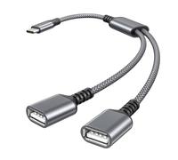 BASESAILOR Câble Adaptateur USB C Mâle vers Double USB Femelle 1M,Thunderbolt 3 vers Double Type A 2.0 OTG pour MacBook Pro,iPhone 16,iPad 10 Air 4 5,Microsoft Surface Go,Galaxy S25 S24 S23,Z Fold