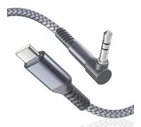 BASESAILOR Cable Auxiliaire pour iPhone 17 17e 16 Air 1.8M,USB Type C vers 90 degrés 3.5mm Audio Aux Adaptateur,Câble Jack Stéréo pour Voiture,Apple 15 Pro Max,Samsung S26 S25 S24 S23 S22,A56 A55,iPad