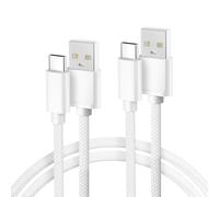 BASESAILOR Câble Chargeur pour Carplay,USB Type C 2M 2 Pack,Cordon Charge Nylon Blanc pour iPad 10 Pro 11 12.9 Air 4 5 Mini 6 7 2022,iPhone 16 15,Samsung Galaxy S24 S23 S22,A54 A53,A52,A12,A32,A71,A72
