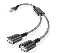BASESAILOR Câble USB Répartiteur 0.3M,Type A Mâle vers 2 Femelle Rallonge Nylon Splitter Multiprise Y Cordon Double Port Hub Chargeur 2 en 1 Split Adaptateur pour Mac,Voiture,PC,PS4 PS5,Xbox One X/S