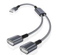 Basesailor Câble USB Répartiteur 0.3M,Type A Mâle vers 2 Femelle Rallonge Nylon Splitter Multiprise Y Cordon Double Port Hub Chargeur 2 en 1 Split Adaptateur pour Mac,Voiture,PC,PS4 PS5,Xbox One X/S