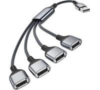 BASESAILOR Câble USB Répartiteur 4 Ports 1M,4 en 1 Type A Mâle vers Femelle Splitter Multi Cordon Multiple Porte Multiprise Extender Hub Chargeur Split pour MacBook,Xbox One,PS4,PS5,Voiture,PC,TV,LED