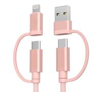 BASESAILOR pour iPhone 17 16 Pro Max Câble Chargeur,4-en-1 Multi USB C Cable 2M,Universel Type C Charge Rapide Cordon avec USB-A/Lightning pour Apple 15 14 13 Plus Mini,Carplay,Airpods 4 3,iPad,S24