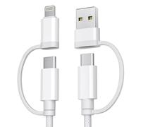 BASESAILOR pour iPhone 17 16 Pro Max Câble Chargeur,4-en-1 Multi USB C Cable 3M,Universel Type C Charge Rapide Cordon avec USB A/Lightning pour Apple 15 14 13 Plus Mini,Carplay,Airpods 4 3,iPad,S24