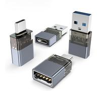 BASESAILOR pour iPhone 17 Pro Adaptateur USB 3.0 vers USB C 4Pack,Type C Femelle USB A Mâle Chargeur Câble&Thunderbolt 4 OTG Convertisseur pour Mac,iPhone 16 15 14 13 Max,iPad 10,Air Mini,Samsung A54