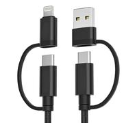 BASESAILOR pour Samsung Galaxy S25 S24 S23 Câble Chargeur Multi USB C 2M | 4 en 1 Universel Type C Charge Rapide Cordon avec USB A/Lightning Ports pour iPhone 18 17 16 15 Pro,A54 A53,A12 A13,A32 A33