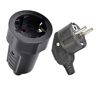 Basetousual 1 Pièces Prise Femelle Noire étanche , avec 1 Pièces Prise Male 220v , Fiche de Contact avec La Terre, Prise Tertiaire Noire, 250 V/16 A, Très Adaptée Aux Chantiers Extérieurs, Commerciaux