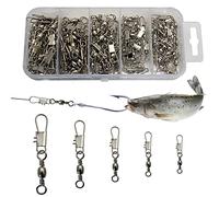 Basetousual 100 pièces Emerillons de Pêche en Acier Inoxydable,emerillon Peche mer, Roulant Agrafe Peche,emerillon Peche Carpe,Accessoires de Connecteur de Leurre de Pêche en Eau Douce