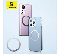 Baseus 2 pièces support magnétique anneau en métal pour iPhone 17 Air 16 15 Pro Max aimant MagSafe pour Samsung Xiaomi plaque de charge sans fil Silver